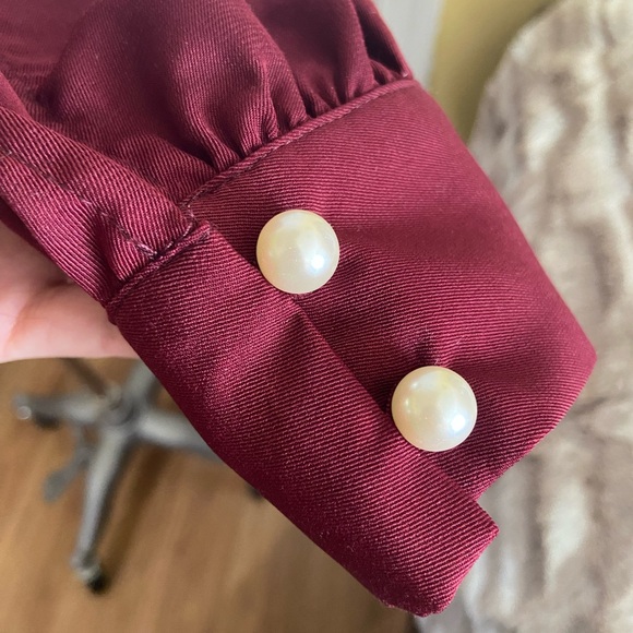 Forever 21 Deep Wine Red Wrap Blouse NWOT - Picture 5 of 9